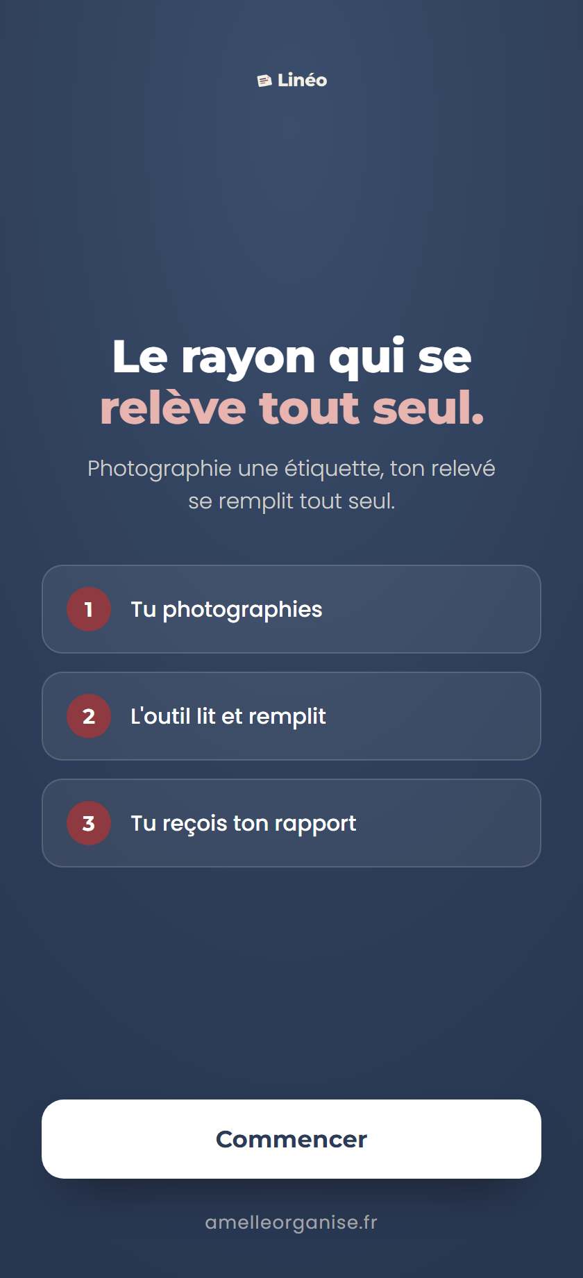 Écran d'accueil Linéo